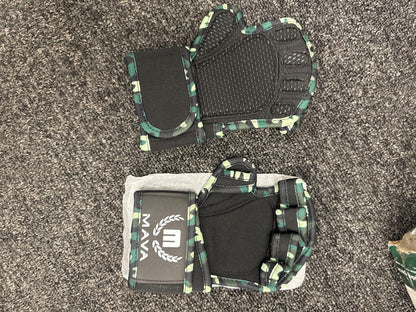 MAVA Padded Weight Lifting Gloves with Wrist Support Fingerless Black, Small